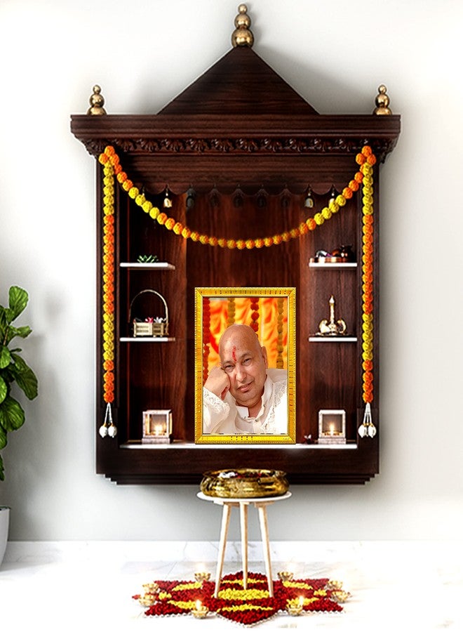 ZIG-ZAG zig zag Jai Guruji Gurudev Photo Frame For Wall / Table / Pooja Room ( 7x9 inches, Acrylic Glass) Golden - Image 3